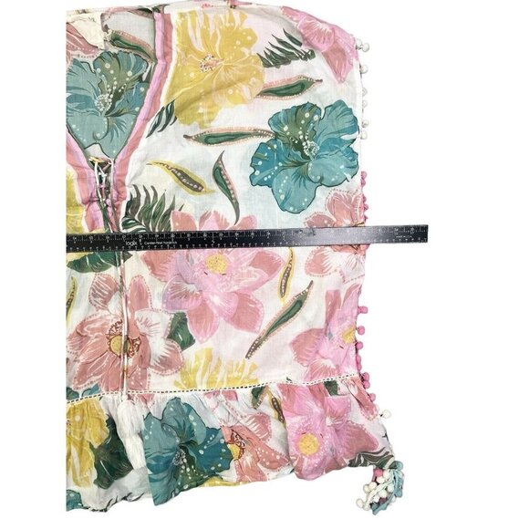 Z & L Pink Hibiscus Floral Cover-up Sarong Poncho Top Vacation Boho OS Hawaii - Picture 9 of 10